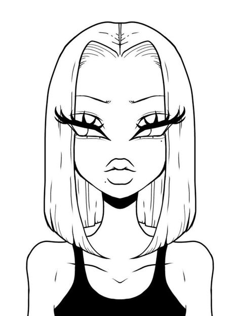 Virtual Drawing Ideas, Characters For Comics, Baddie Face Drawing, Printable Colouring In Sheets, Color Sheets Printable, Easy To Draw Cartoon Characters, Baddie Coloring Pages Easy, Baddie Coloring Pages Printable, Y2k Coloring Pages People