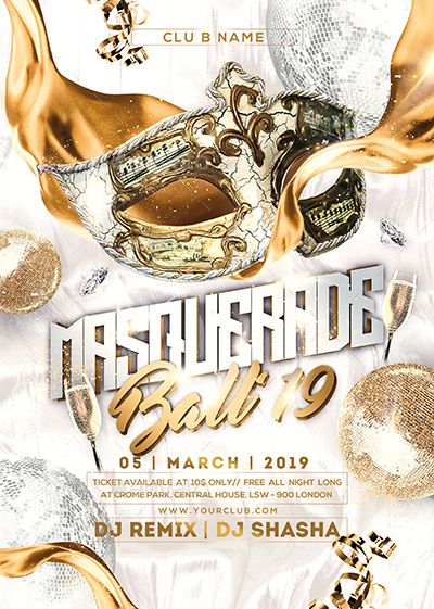 Masquerade Ball Party Flyer Preview - GraphicRiver Masquerade Poster, Cafe Flyer, Masquerade Ball Party, Conference Poster, Party Flyers, Ball Party, Gold Poster, Masquerade Party, Design Posters