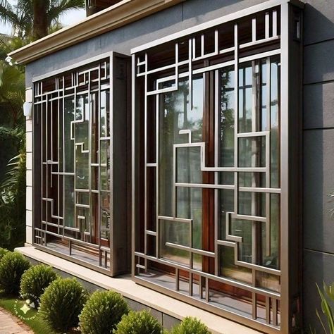 Grill Designs Window Modern, Window Grill Design Modern Living Rooms, Grill Window Design Modern, Grill Designs Window, Window Grill Design Modern Ideas, Grill Window Design, Modern Windows Design, Windows Grill Design, Grill Design Modern