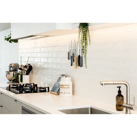 NEW WAVE WHITE MATT 75x300 | Tile Warehouse White Wavy Subway Tile, Wavy Subway Tile, Wave Tile, Subway Tile Kitchen, Large Tile, Stone Architecture, Subway Tile, New Wave, Wall Tiles