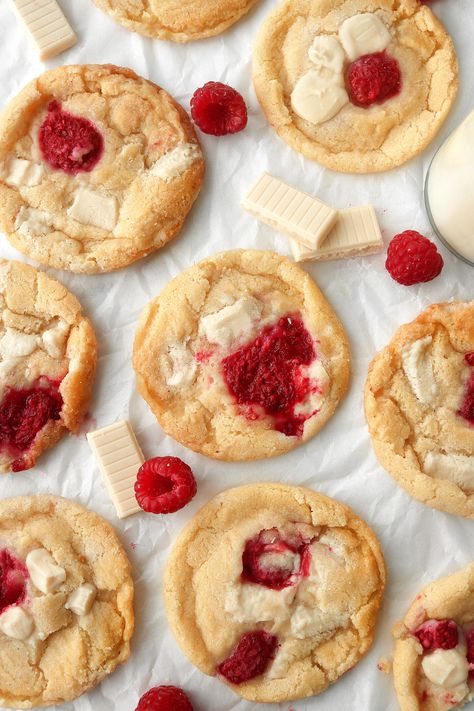 White Chocolate Chips Recipes, White Chocolate Raspberry Cookies, Raspberry White Chocolate Cookies, Chocolate Raspberry Cookies, Easy Lunchbox Ideas, Dairy Free White Chocolate, Fruity Cookies, Eggless Cookie, Mcdougall Recipes