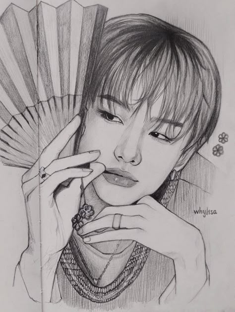 #skz #hyunjin Kpop Drawings Hyunjin, Hyunjin Pencil Sketch, Hyunjin Pencil Drawing, Hyunjin Sketch Pencil Easy, Hyunjin Portrait Drawing, Kpop Drawings Skz, Drawing Kpop Idols Sketch, Skz Eyes Drawing, Skz Hyunjin Drawing