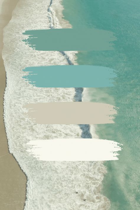 Beach Bedroom Colors, Coastal Boho Bathroom, Ocean Color Palette, Beach Color Palettes, Coastal Paint Colors, Beach House Colors, Ocean And Beach, Coastal Color Palette, Wedding Color Pallet