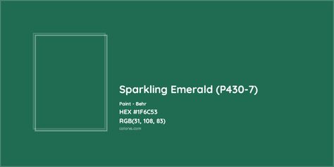 HEX #1F6C53 Sparkling Emerald (P430-7) Paint Behr - Color Code Munsell Color System, Celtic Green, Rgb Color Codes, Analogous Color Scheme, Paint Color Codes, Hexadecimal Color, Behr Colors, Rgb Color Wheel, Monochromatic Color Palette