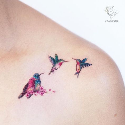 Hummingbird Family Tattoo, Berry Tattoo, Tattoos For Women Cat, Hummingbird Flower Tattoos, Fantasy Tattoo, Motherhood Tattoos, Bird Tattoos For Women, Puzzle Tattoos, Tiny Wrist Tattoos