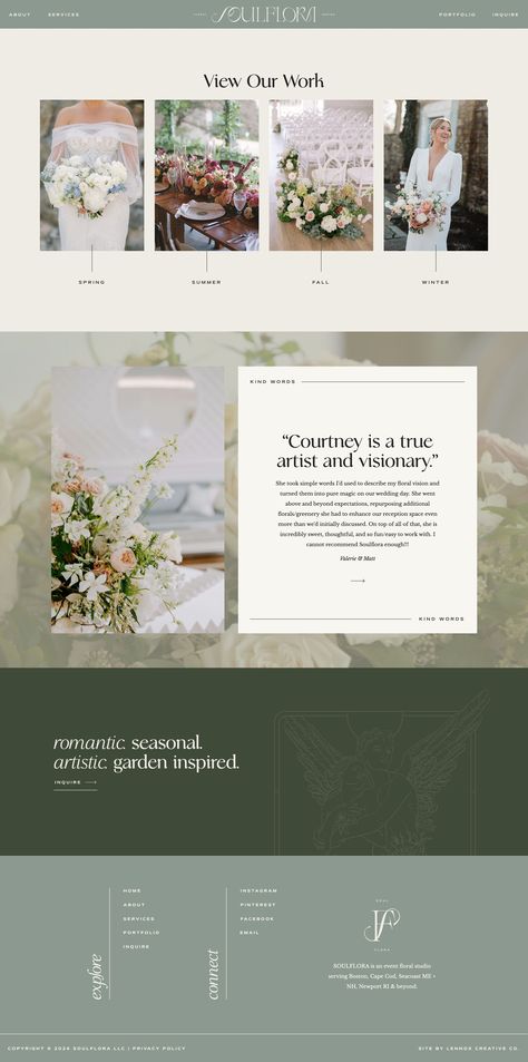 #Floral_Website_Design #Portfolio_Page_Design #Flower_Shop_Website #Romantic_Website_Design Portfolio Page Design, Wedding Planner Website Design, Romantic Website Design, Florist Website, Wedding Planner Website, Wedding Website Design, Photography Website Design, Showit Website Design, Beautiful Websites