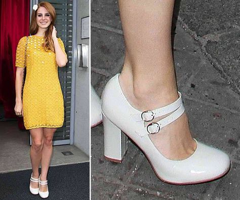 Lana Del Rey's White Mary Janes Lana Del Rey Style, Americana Outfits, Mary Jane Shoes Outfit, White Mary Jane Shoes, Careless Whisper, Vintage Heels, Lana Del Ray, Style Winter, Mary Jane Pumps