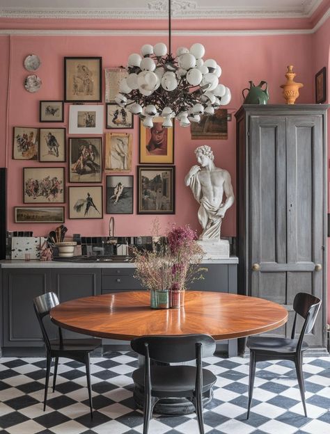 August Midjourney Dump — Living Bright Interiors Colorful Dining Room, August Design, Kitchen Refurbishment, Goth Kitchen, Eclectic Interior Design, Dining Room Colors, Cafe Wall, Eclectic Design, Eclectic Interior