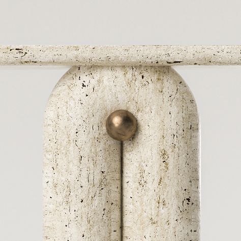 Pearl Console │ Arthur Vallin │ Monologuelondon.com Mediterranean Console Table, Travertine Console, Brass Detail, Console Furniture, Console Design, Hand Loomed Rug, 16 Weeks, Plain Rugs, Sconces Bedroom