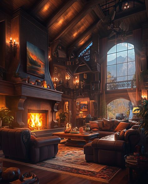 Fantasy Lounge Room, Cozy Fantasy Living Room, Fantasy Homes Interior, Fantasy Living Room Concept Art, Fantasy Living Room Art, Fantasy House Inside, Fantasy House Interior Art, Fantasy Home Interior, Fantasy Living Room