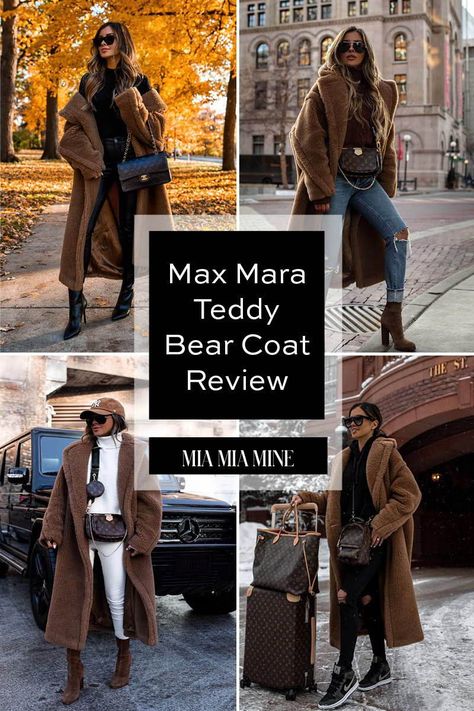 Today, I'm reviewing the single best designer piece in my fall and winter wardrobe: the Max Mara Teddy Bear Coat. With its lofty cocoon shape, natural fibers and toasty pockets, it feels a like blanket in the thick of winter – definitely the coziest coat I’ve ever worn. Head to my blog to see whether this shearling coat is worth the splurge and for some budget-friendly alternatives. #falloutfit #style #womensfashion #ootd Max Mara Teddy Bear Coat, Max Mara Teddy Coat Street Styles, Teddy Coats For Women, Teddy Bear Coats For Women, Max Mara Teddy Coat Outfit, Short Teddy Coat Outfit, Teddy Bear Coat Outfit Winter, Teddy Coat Street Style, Teddy Coat Outfit Winter