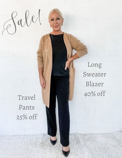 Juliette collarless sweater-blazer curated on LTK Sweater Blazer Outfit, Minimalist Fashion Fall, Business Travel Outfits, Fall Business, Outfit For Travel, Travel Capsule, Travel Capsule Wardrobe, Travel Pants, Capsule Outfits