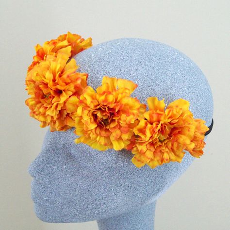 Summer Marigold Limited EditionHair Garland - HFL165 by www.silkflowersdecoflora.co.uk Flower For Hair, Marigold Flower, Hair Flowers, Silk Flower Arrangements, Mexican Culture, Latest Trend, Silk Flower, Rose Petals, Dia De Muertos