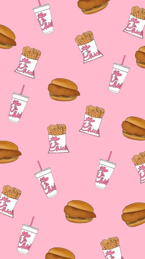 Chickfila Drawing, Chick Fil A Background, Chickfila Wallpaper, Cute Pics For Widgets, I Love Food Wallpaper, Funny Pink Wallpaper, Preppy Patterns Wallpapers, Food Phone Wallpaper, Chick Fil A Wallpaper