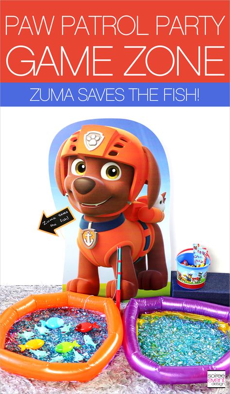 Paw Patrol Party Games!  DIY Zumba Saves the Fish Party Game! | Paw Patrol Party Ideas Your Kids Will LOVE! | http://soiree-eventdesign.com Paw Patrol Party Games, Paw Patrol Party Ideas, Paw Patrol Games, Paw Patrol Hat, Fishing Birthday Party, Boy Party Favors, Paw Patrol Birthday Party, Patrol Party, Fishing Birthday