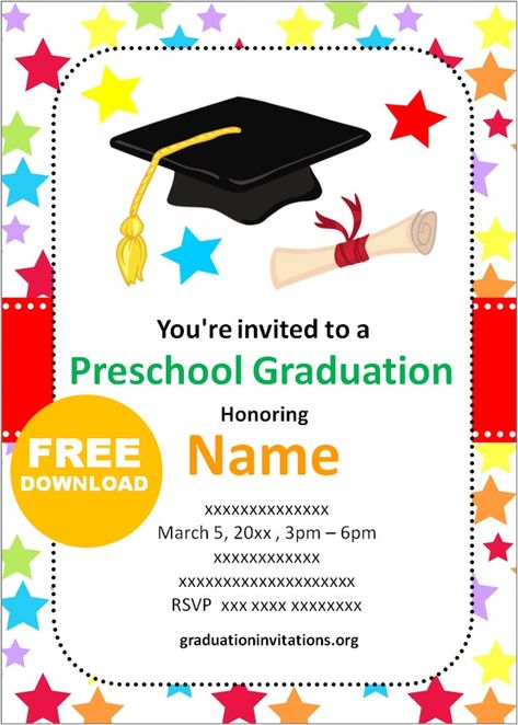 Free Printable Preschool Graduation Invitations Templates Graduation Invitations Preschool Graduation Invitations Free, Preschool Graduation Invitations, Kindergarten Graduation Programs, Preschool Graduation Certificate, Graduation Preschool, Peach Room, Daycare Contract, Kindergarten Graduation Invitations, Preschool Graduation Party