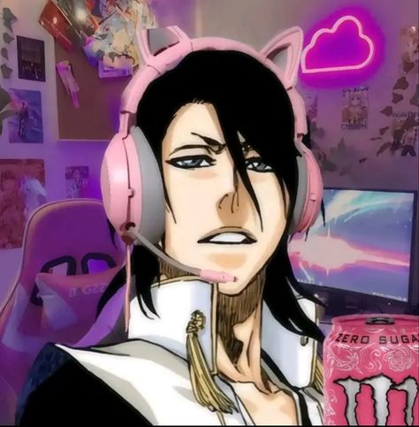 Who wants monster? Cat Earphones, Byakuya Bleach, Bleach Meme, Bleach Pfp, Cat Headphones, Kuchiki Byakuya, Mother Games, Bleach Funny, Byakuya Kuchiki