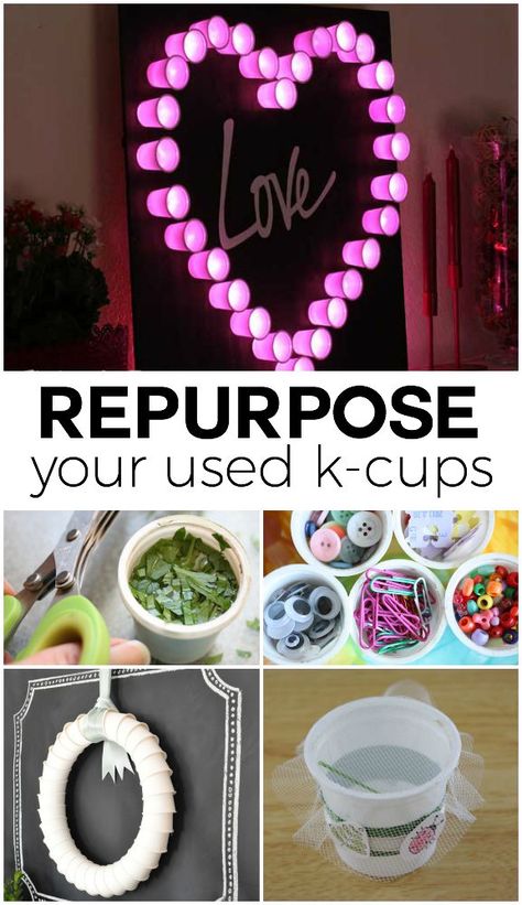 Recycle K Cups in unique and creative ways! K Cup Crafts, Recycler Diy, Recycle Crafts Diy, Recycled Crafts Kids, Cup Crafts, Diy Cups, Recycled Projects, Upcycle Recycle, Diy Recycle