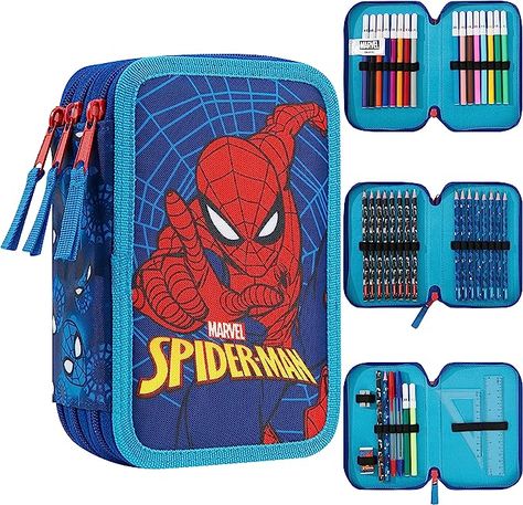 Spiderman And Avengers, Boys Pencil Case, Kids Pencil Case, Avengers Theme, Hb Pencil, Large Pencil Case, Christmas Presents For Kids, Marvel Coloring, Colouring Pencils