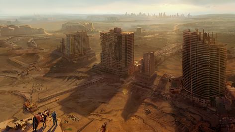 ArtStation - Western Environment Art Submmission, Tory Miles Western Futuristic, Post Apocalyptic Games, Apocalypse World, Post Apocalyptic Art, Desert Environment, Apocalypse Art, Fallout Art, Image Painting, Post Apocalypse