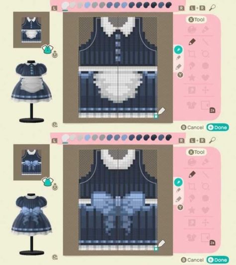 Acnh Long Dress Design Grid, Bud Create Game Outfit Ideas, Bud Game, Acnh Dresses, Acnh Dress, Animal Crossing Music, Cafe Dress, Acnh Outfits, Acnh Clothes