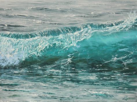 Handmade Canvas Art, Italian Paintings, Seascape Art, Sea Painting, Ocean Painting, Seascape Paintings, Ocean Waves, Painting Style, Stretched Canvas Prints