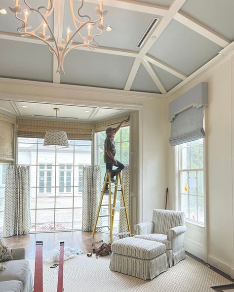 jenkins interiors on Instagram: "Shady👌🏻 #installday" Tray Ceilings Bedroom, Jenkins Interiors, Beach House Room, French Style Interior, Built In Banquette, Southern House, Charleston Homes, Updating House, House Room