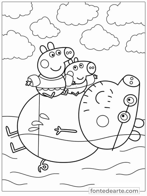 Peppa Pig - Desenhos Para Colorir e Pintar - Imprimir PDF Friends Printables, Peppa Pig And Friends, Heo Peppa, Peppa Pig Party Decorations, Pig Coloring Pages, Greta Gris, Christmas Printable Activities, Peppa Pig Colouring, Toy Tea Set