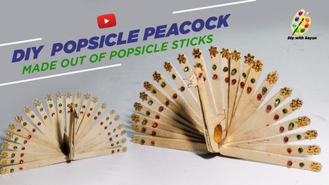 watch my tutorial on how to make a decorative peacock from popsicle or icecream sticks. Peacock Making, Ice Cream Stick Craft, Diy Popsicle, Ice Cream Stick, Diy Craft Tutorials, Popsicle Sticks, Craft Stick Crafts, Diy Arts And Crafts, Craft Tutorials