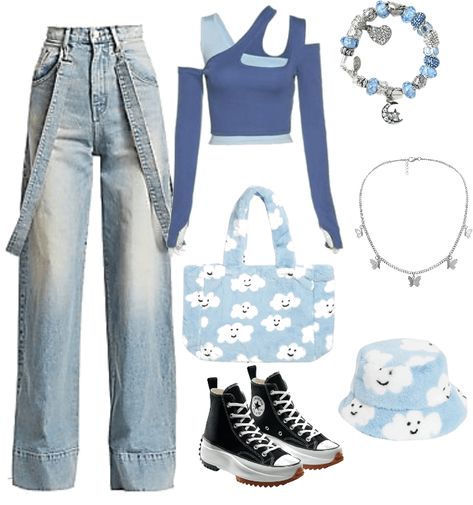 Kpop Outfits Inspiration Airport, K Pop Airport Fashion Outfit, Blue K Pop Outfits, Shop Look Outfits Kpop, Kpop Dr Airport Outfits, K Pop Shoes, Kpop Stage Outfits Ideas Blue, Blue Kpop Outfits Stage, Airport Outfit Kpop Dr