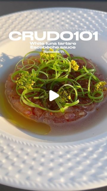 Gil on Instagram: "CRUDO101

Episode 7: white tuna tartare, escabèche sauce 🐟🍇

Track ID: Afrodite se quiser - Fora de mim 💛💚

Partnered with @fiuza_wines for that one! Had fun doing it, have a look and discover the flavours! Perfect pairing for this dish 😮‍💨

@fiuza_wines #pub #fiuzawines #FIUZA #FIUZAwines #fiuzaconhecesepelacasta #Vinho #Tejo #VinhosDePortugal #VinhosPortugueses #Wine #WineLovers #WineOfPortugal #WinesOfPortugal #Winhobranco
#crudo #aesthetic #foryou #asmrfood #explore #instagood" Tuna Crudo, Tuna Tartare, Wine Lovers, Sauce, Track, Wine, White, Instagram