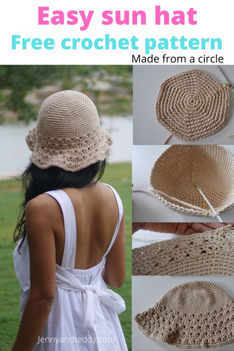 Crochet Summer Hat Pattern Free, Crochet Summer Hats Free Pattern Ladies, Crochet With Cotton Yarn Easy Patterns, Crochet Hats Free Pattern Ladies Summer, Sunhat Crochet Pattern Free, Cute Crochet Hats Free Pattern, Crochet Cotton Sun Hat Free Pattern, Summer Crochet Beanie Pattern Free, Crochet Sun Hat Free Pattern Summer