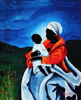 Brintle Patricia - Madonna and child - First words Blacks In The Bible, African American Artwork, Haitian Art, My Papa, Arte Folk, African Paintings, Africa Art, Madonna And Child, Colorful Style