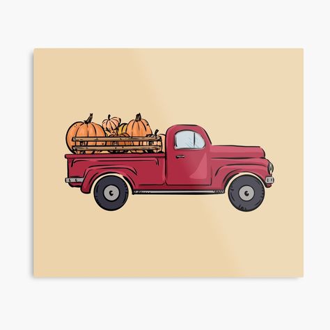 Get my art printed on awesome products. Support me at Redbubble #RBandME: https://www.redbubble.com/i/metal-print/Vintage-Pumpkin-Truck-by-alexnoellejones/164830514.0JXQP?asc=u Truck Embroidery, Vintage Pumpkin, Pumpkin Truck, Hand Embroidery Art, A Metal, Buy Vintage, Embroidery Art, Spooky Season, Hand Embroidery