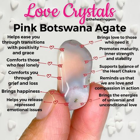 Pink Botswana Agate, Agate Meaning, Love Crystals, Magic Herbs, Wiccan Spell Book, Botswana Agate, Crystal Healing Stones, Pink Tone, Bring Happiness