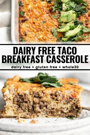 Taco Breakfast Casserole, Tacos Gluten Free, Dairy Free Tacos, Taco Breakfast, Dairy Free Breakfast Casserole, Gluten Free Dairy Free Breakfast, Dairy Free Breakfast Recipes, Dairy Free Recipes Dinner, Slow Carb