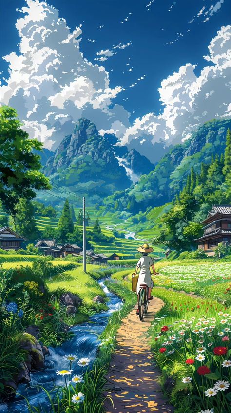 Vibe Nature, Coffee Tag, Acrylic Painting Inspiration, Wall Street Art, Simple Anime, Nostalgic Images, Anime Illustration, Beautiful Nature Wallpaper Hd, View Wallpaper