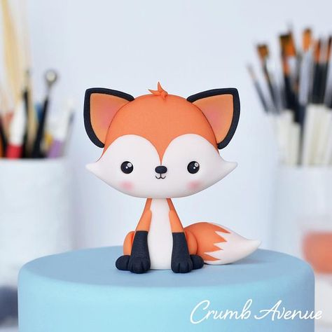 Kawaii Forest, Fox Cake Toppers, Fox Cake, Woodland Cake, Dinosaur Cake Toppers, Cake Topper Tutorial, Fondant Cake Toppers, Dinosaur Cake, Fondant Tutorial