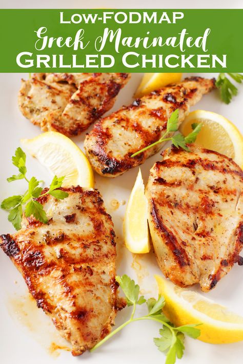 Low FODMAP Greek Grilled Chicken - Delicious as it Looks Crockpot Shredded Chicken Tacos, Fodmap Chicken Recipes, Crockpot Shredded Chicken, Greek Grilled Chicken, Fodmap Chicken, Fodmap Recipes Dinner, Low Fodmap Recipes Dinner, Low Fodmap Chicken, Fodmap Friendly Recipes