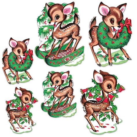 Beistle Vintage Set of 6 Reindeer Cut Out Christmas Figures 20054 Christmas Rudolph Art, Free Vintage Christmas Printables Clip Art, Holiday Tattoo, Hosting Christmas Party, Vintage Christmas Party, Classroom Christmas Decorations, Party Wall Decorations, Christmas Decorations Apartment, Paper Christmas Decorations