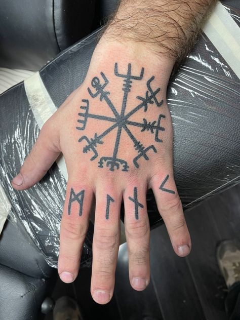 Runic Hand Tattoos, Viking Warrior Tattoos, Pagan Tattoo, Story Tattoo, Om Tattoo Design, Rune Viking, Rune Tattoo, Om Tattoo, Warrior Tattoos