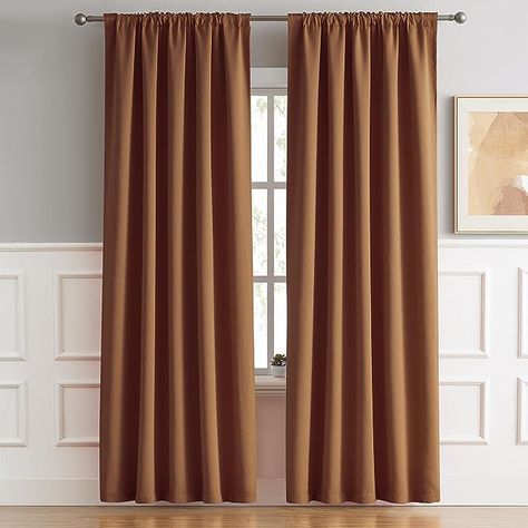 Blackout Curtains Living Room, Boho Fall Decor, Set Room, Brown Curtains, Insulated Curtains, Boho Curtains, House Color, Sliding Patio Doors, Curtains Living