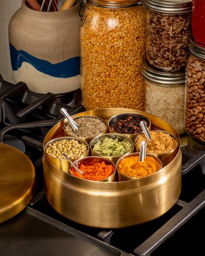 Kitchen Pantries, Masala Dabba, Organizing Kitchen, Spice Spoon, Guavas, Fire Cider, Pinch Bowls, Indian Kitchen, Spice Box