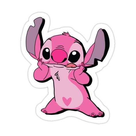 Decorate laptops, Hydro Flasks, cars and more with removable kiss-cut, vinyl decal stickers. Glossy, matte, and transparent options in various sizes. Super durable and water-resistant. Pink stitch sticker Angel From Stitch, Lilo And Stitch Pink, Stickers Rosas, Stickers Rosa, Stitch Rosa, Stitch Cake, Pink Stitch, Lilo Y Stitch, Disney Sticker