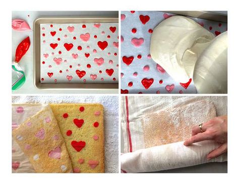 Strawberry Cake Roll, Strawberry Cream Cheese Filling, Cake Batter Recipes, Jelly Roll Cake, Swiss Roll Cakes, Strawberry Roll Cake, Valentine Strawberries, Bolu Gulung, Strawberry Cream Cakes