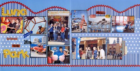 scrapbook layouts free | This LO is for the Every kid Should – Go to an Amusement Park ... Scrapbooking 101, Summer Scrapbook Layouts, Bridal Shower Scrapbook, Scrapbook Pictures, Recipe Scrapbook, Disney Scrapbooking Layouts, Luna Park, Vacation Scrapbook, Multi Picture