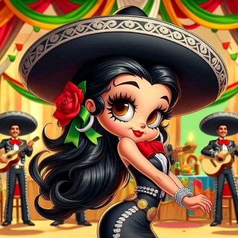 Cartoon Mexican, Girl Cartoon Characters, Female Chef, Betty Boop Art, Mexico Culture, Betty Boop Pictures, Mexican Girl, Traditional Mexican, Phone Screens