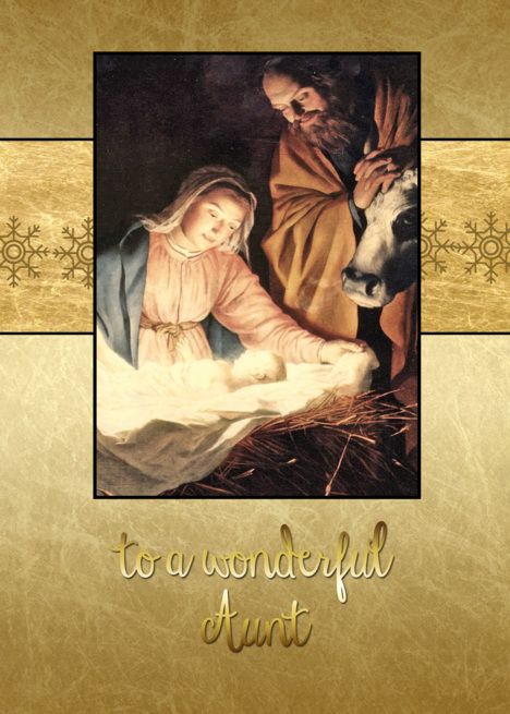 Merry Christmas to my aunt, nativity, gold effect card Merry Christmas In Arabic, Merry Christmas In Greek, Merry Christmas In Chinese, Merry Christmas In Korean, Merry Christmas In Italian, Christian Christmas Cards, Graphic Design Cards, Gold Effect, Dagger Tattoo