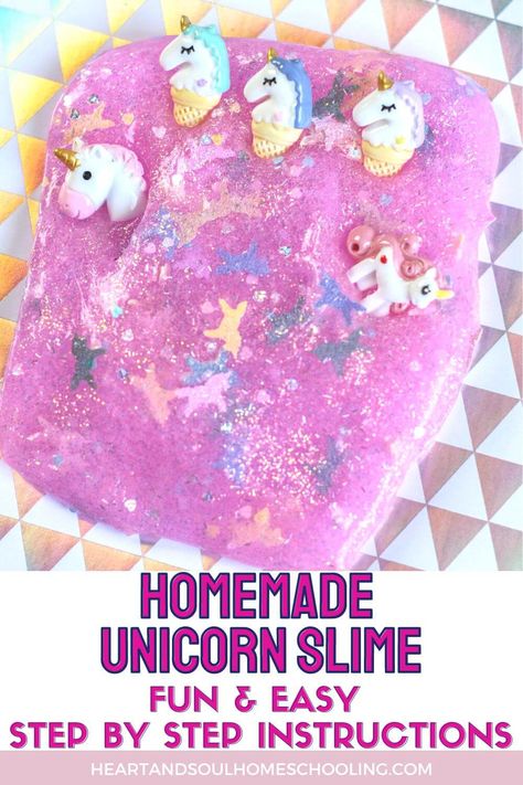 Make this fun and easy homemade unicorn slime with your kids. Perfect sensory activity for anyone who loves unicorns! via @destinyblogger Unicorn Slime, Educational Activities For Preschoolers, Experiments For Kids, Measuring Ingredients, Homemade Slime, Sensory Activity, Easy Science Experiments, Fine Motor Skills Development, Kids Sensory