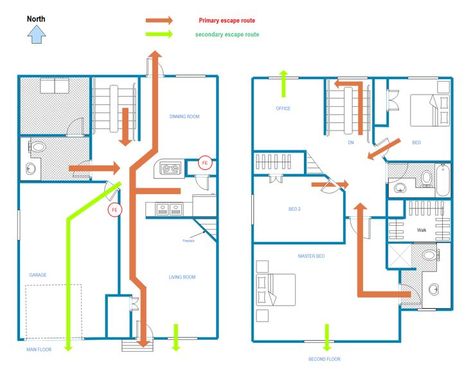 Primary and Secondary Escape Plan | EdrawMax Free Editable Template Life Safety Plan Architecture, Emergency Room Floor Plan, Emergency Escape Plan, Fire Escape Plan, Fire Emergency Evacuation Plan, Fire Exit Plan, Emergency Evacuation Plan, Family Emergency Plan, Evacuation Plan